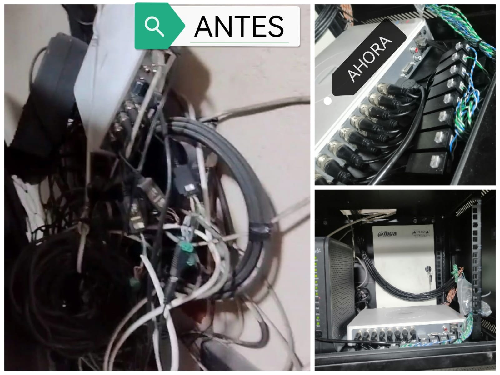 Organización profesional de cableado y equipos de vigilancia